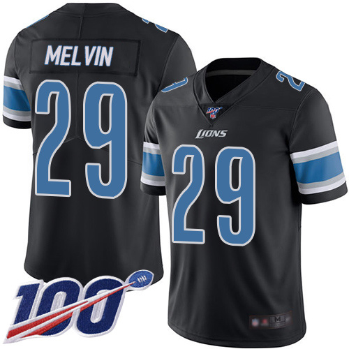 Detroit Lions Limited Black Men Rashaan Melvin Jersey NFL Football 29 100th Season Rush Vapor Untouchable